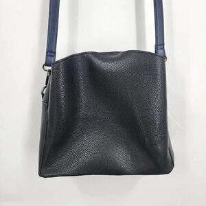 Sondra Roberts Squared Faux Leather Crossbody Bag Black 3 Pocket NWT